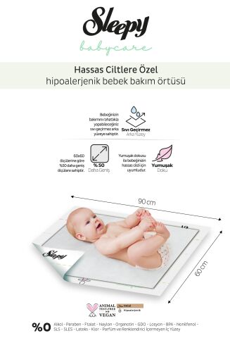 4'lü Sleepy Babycare Bebek Bakım Örtüsü 10'lu ve Rosie Pamuk Hediye