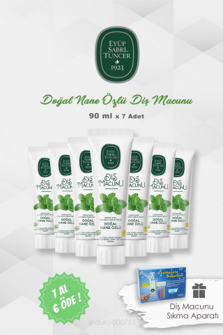Eyüp Sabri Tuncer Diş Macunu Nane Özlü 90 ml 7 AL 6 ÖDE ve Diş Macunu Sıkma Aparatı
