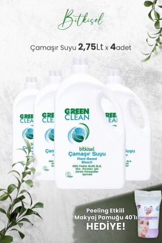 Green Clean Bitkisel Çamaşır Suyu 2,75 Lt x 4 Adet ve Hediyeli