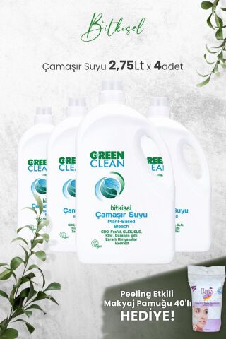 Green Clean Bitkisel Çamaşır Suyu 2,75 Lt x 4 Adet ve Hediyeli