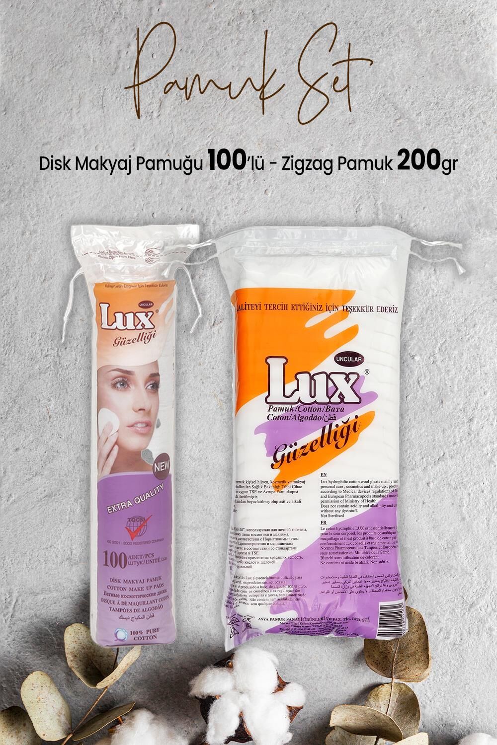 Lux Disk Makyaj Pamuğu 100'lü ve Zigzag Pamuk 200 gr