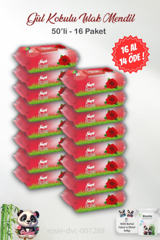 16 AL 14 ÖDE Sleepy Gül Kokulu Islak Bebek Havlusu 50'li ve ROSIE