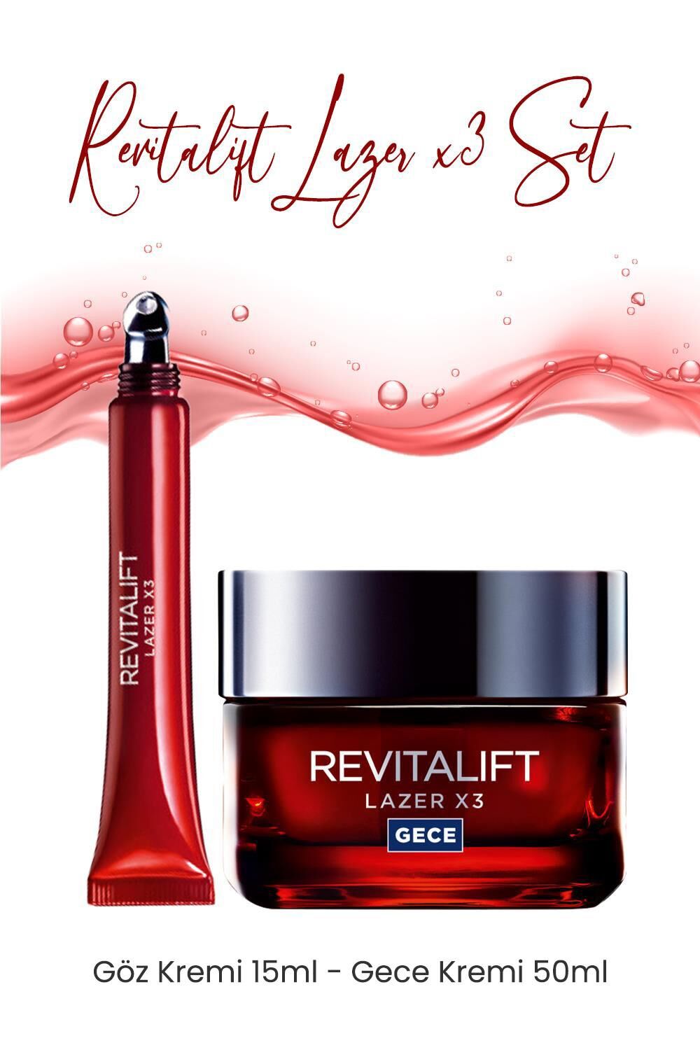 Loreal Paris Revitalift Lazer X3 Yaşlanma Karşıtı Gece ve Göz Kremi