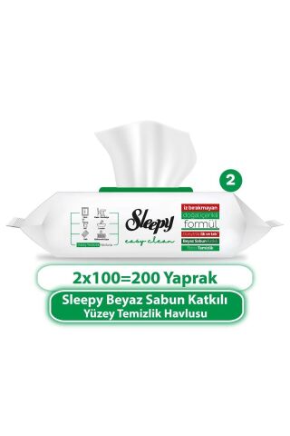 Easy Clean Beyaz Sabun Katkılı Yüzey Temizlik Havlusu 2X100 (200 Yaprak)
