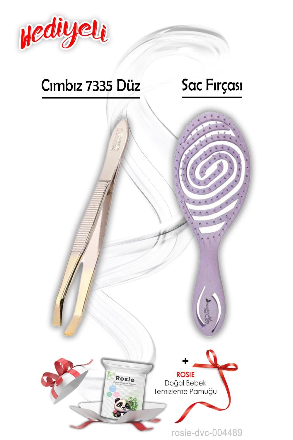 Cımbız 7335 ve Mor 4213 Saç Fırçası Geri Dönüştürülebilir ROSIE Hediyeli