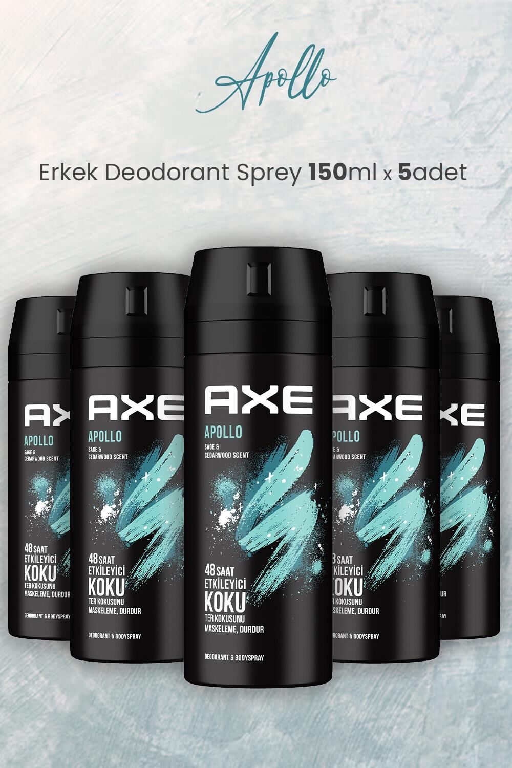 Axe Apollo Erkek Deodorant Sprey 150 ml x 5 Adet