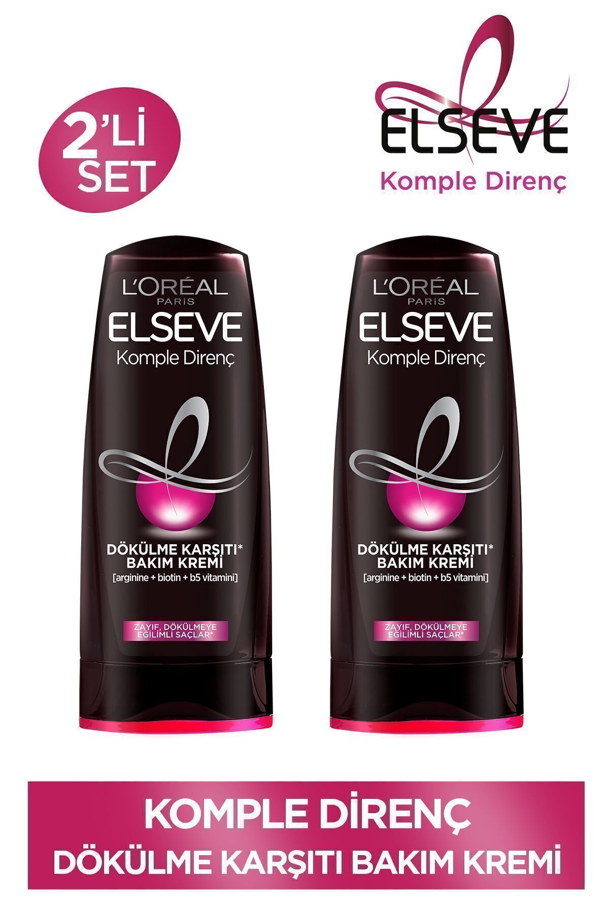 Elseve Komple Direnç Dökülme Karşıtı Bakım Kremi 390 ml 2'li Set