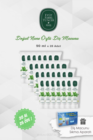 Eyüp Sabri Tuncer 90 ml  Nane Özlü Diş Macunu 28 AL 25 ÖDE ve Diş Macunu Sıkma Aparatı