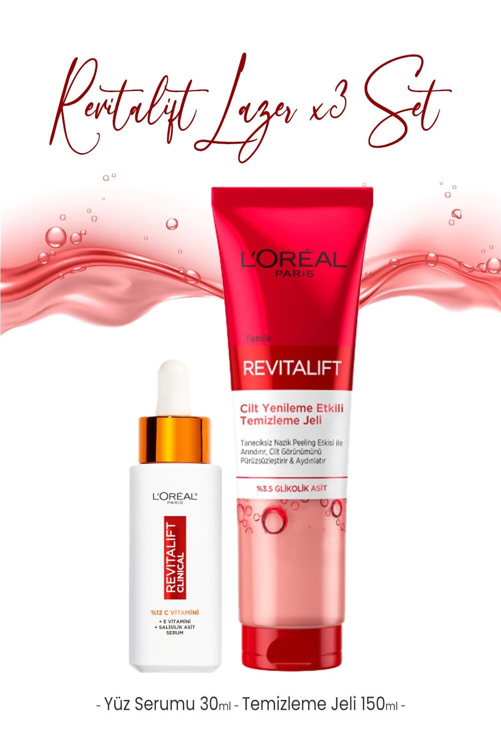 Loreal Paris Revitalift Clinical Serum 30 ml ve Temizleme Jeli 150 ml