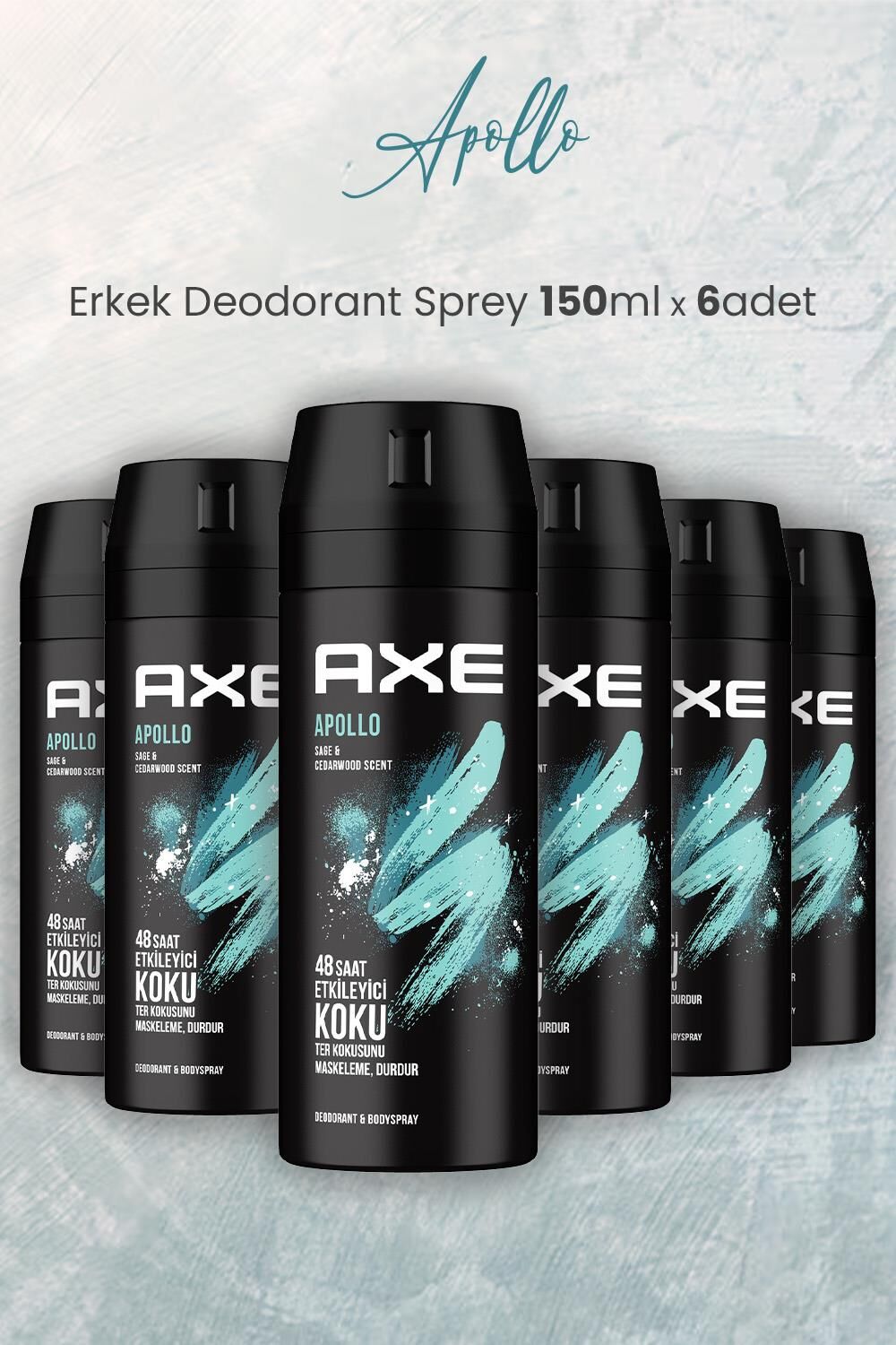 Axe Apollo Erkek Deodorant Sprey 150 ml x 6 Adet