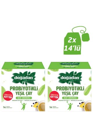 Doğadan Probiyotikli Yeşil Çay Açai Ananaslı 14'lü x 2