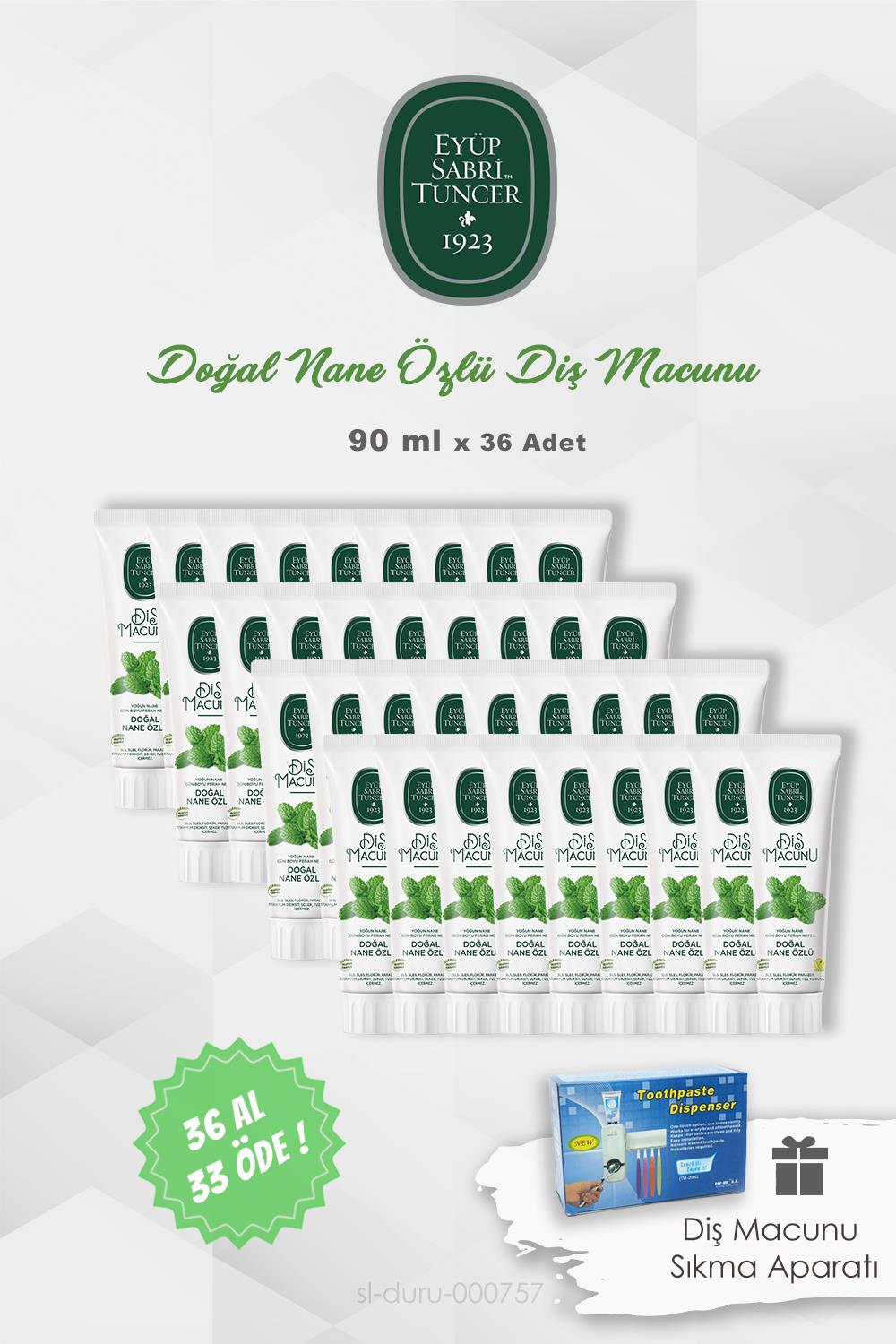 36 AL 33 ÖDE Eyüp Sabri Tuncer Nane Özlü  Diş Macunu 90 ml  ve Diş Macunu Sıkma Aparatı