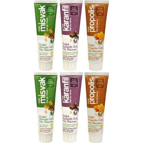 Eyüp Sabri Tuncer Doğal Propolis x 2, Karanfil x 2 ve Misvak x 2 Özlü Diş Macunu 75 ml