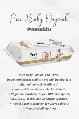 Organik Pamuklu Bebek Islak Havlu 90'lı 5 Al 4 Öde