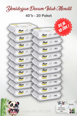 20 AL 18 ÖDE Sleepy Yenidoğan Devam Islak Bebek Bakım Havlusu 40'lı ve ROSIE