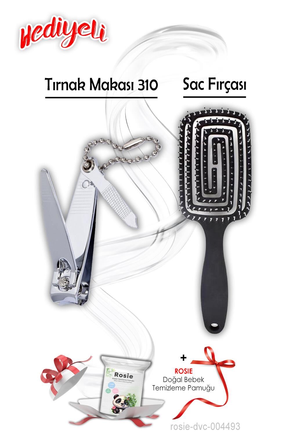 Tırnak Makası 310 ve Siyah Saç Fırçası ROSIE Hediyeli