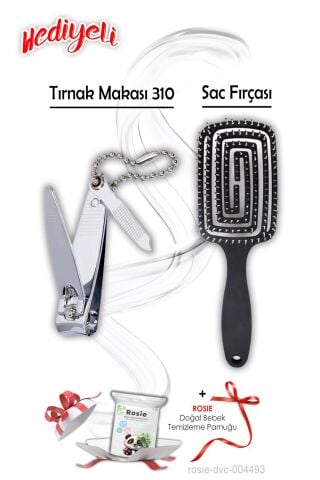 Tırnak Makası 310 ve Siyah Saç Fırçası ROSIE Hediyeli
