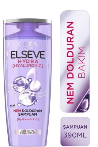 Elseve L'Oréal Paris Hydra [Hyaluronic] Nem Dolduran Şampuan 390 ml 2 Adet