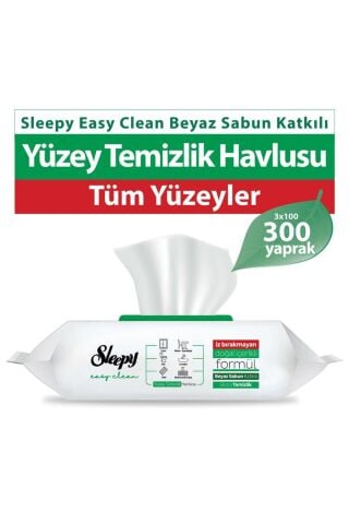 Easy Clean Beyaz Sabun Katkılı Yüzey Temizlik Havlusu 3x100 (300 YAPRAK) Intermop Slim Cam Bezi