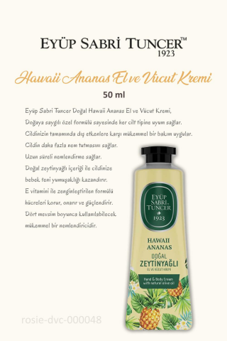 Eyüp Sabri Tuncer El ve Vücut Kremi 3'lü Havaii Ananas 50 ml ve ROSIE Pamuk
