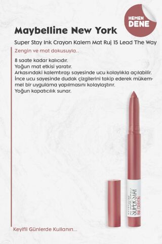 Maybelline New York Super Stay Ink Crayon Mat Kalem Ruj 15