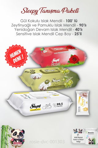 Sleepy 4'lü Hassas Ciltlere Özel Islak Mendil Paketi ve ROSIE