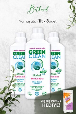U Green Clean Bitkisel Çamaşır Yumuşatıcısı 1 Litre (Lavanta Kokulu) x 3 Adet ve Hediyeli