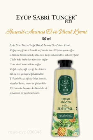 50 ml El Ve Vücut Kremi Hawaii Ananas 7 AL 6 ÖDE ve Rosie