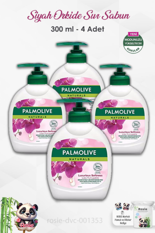 4'lü Set Palmolive Naturals Siyah Orkide Lüks Yumuşaklık Sıvı Sabun 300 ml ve ROSIE