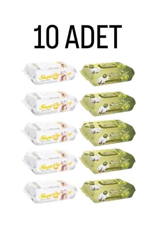 Sleepy Sensitive Islak Havlu 5x90 ve Zeytinyağlı Islak Havlu 5x90 450 Yaprak