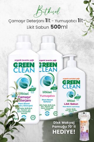 U Green Clean Sıvı Çamaşır Deterjanı  ve Yumuşatıcı 1L (Lavanta) , Likit Sabun 500 ml ve Hediyeli
