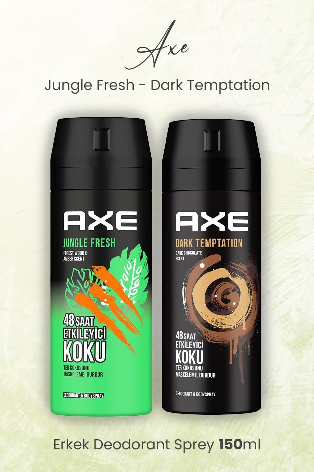 Axe Erkek Deodorant Sprey Jungle Fresh ve Dark Dark Temptation 150 ml
