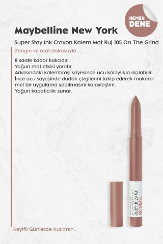 Maybelline New York Super Stay Ink Crayon Mat Kalem Ruj 105