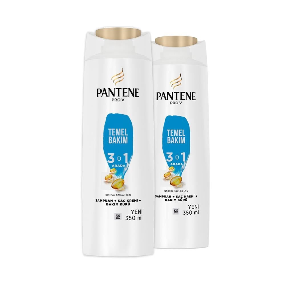 Pantene Şampuan Pro-V Temel Bakım 3'ü 1 Arada 350 ml x 2