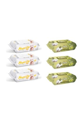 Sleepy Sensitive Islak Havlu 90'Lı 3 Adet + Zeytinyağlı 90'lı 3 Adet