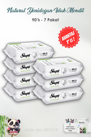 7 Adet Sleepy Natural Yenidoğan Islak Mendili 90'lı ve ROSIE