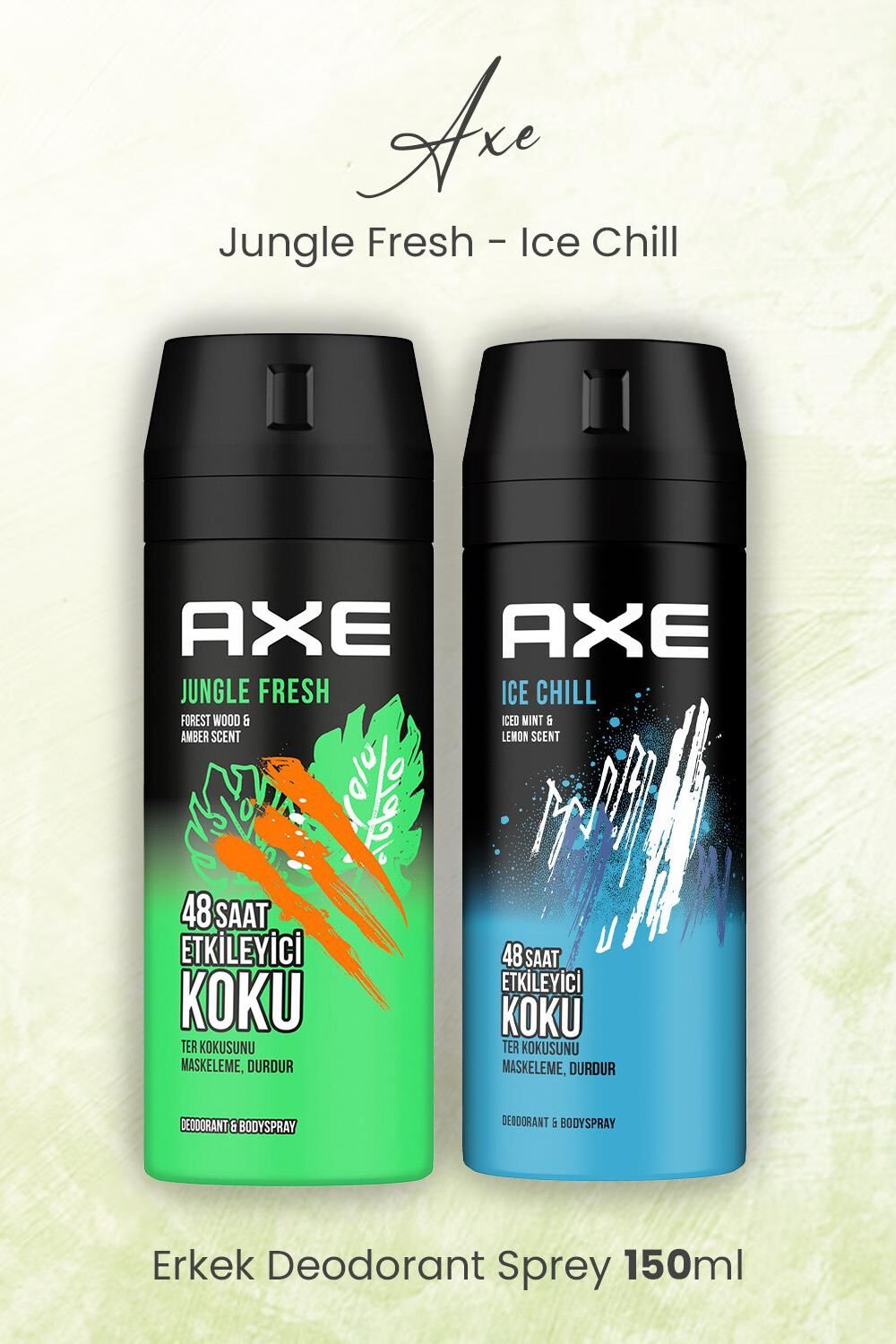 Axe Erkek Deodorant Sprey Jungle Fresh ve Ice Chill 150 ml
