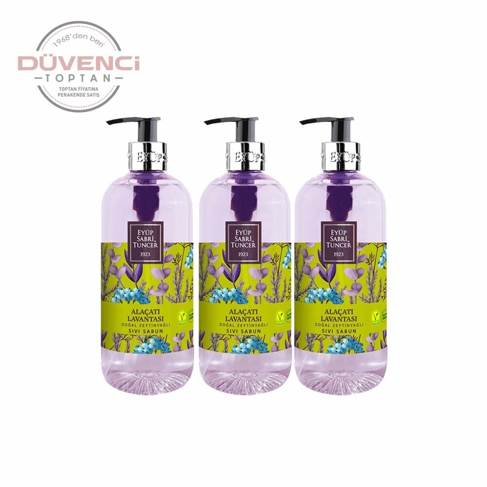 Düvenci Toptan Eyüp Sabri Tuncer Alaçatı Lavantası Sıvı Sabun Seti 500 ml 3' lü Paket