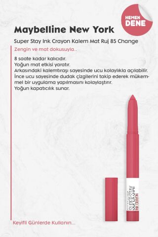 Maybelline New York Super Stay Ink Crayon Mat Kalem Ruj 85