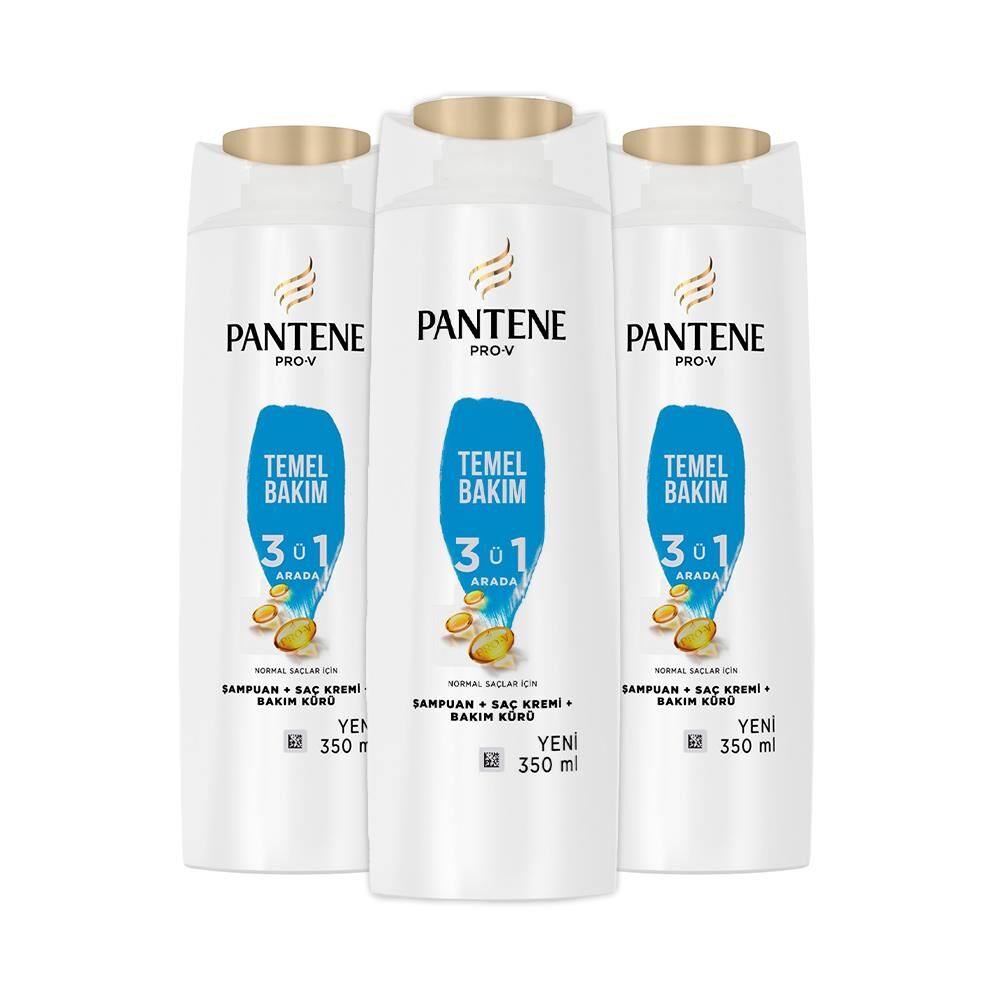Pantene Şampuan Pro-V Temel Bakım 3'ü 1 Arada 350 ml x 3