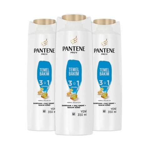 Pantene Şampuan Pro-V Temel Bakım 3'ü 1 Arada 350 ml x 3