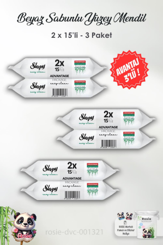3 Adet Sleepy Easy Clean Yüzey Temizlik Havlusu 2x15 Yaprak (30 Yaprak) ve ROSIE