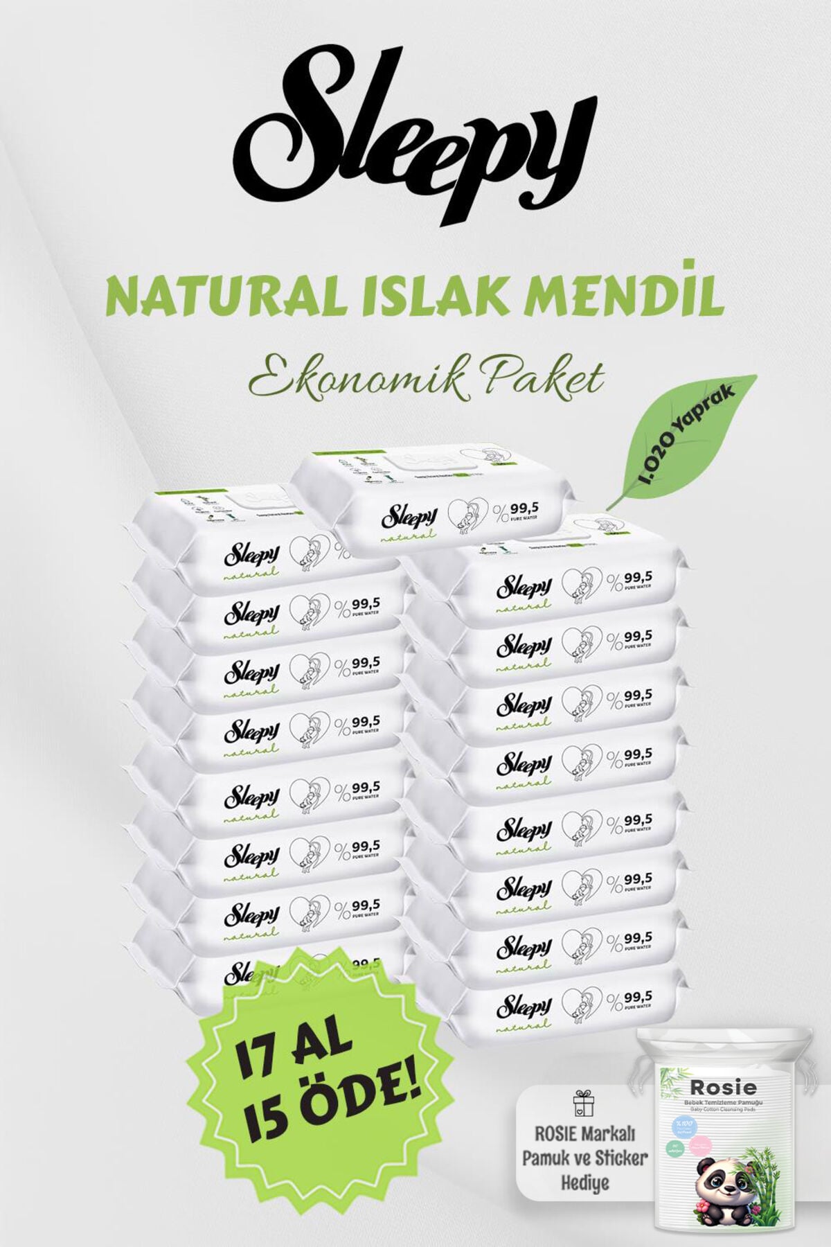 Sleepy 17 AL 15 Öde Natural Islak Bebek Havlusu ve ROSIE