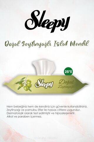 Sleepy 25'li Doğal Zeytinyağlı 36 AL 33 ÖDE Islak Havlu ve ROSIE