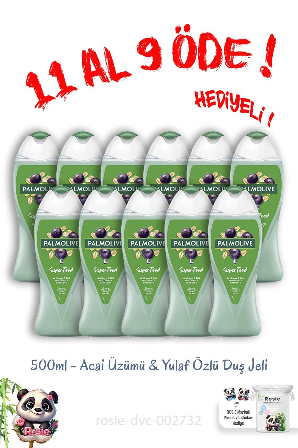 Duş Jeli 11 Al 9 Öde Superfood Acai Üzümü & Yulaf 500 ml ve Rosie