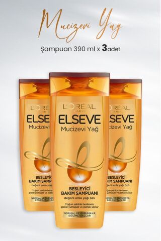 Elseve Mucizevi Yağ Besleyici Bakım Şampuanı Amla Yağı 390 ml X 3 Adet