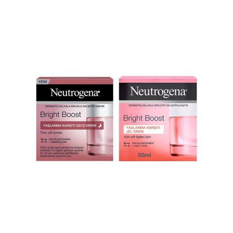 Neutrogena Bright Boost Yaşlanma Karşıtı Gece Kremi 50 ml ve Jel Krem 50 ml