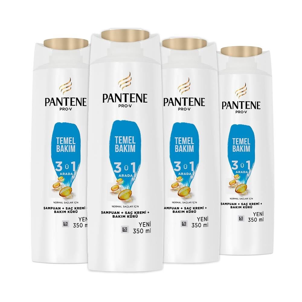 Pantene Şampuan Pro-V Temel Bakım 3'ü 1 Arada 350 ml x 4