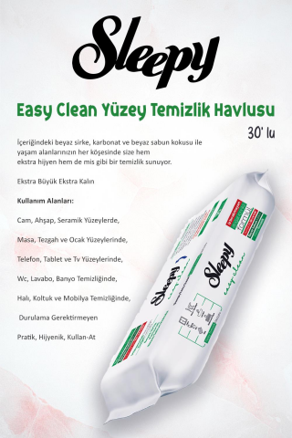 Sleepy 3'lü Beyaz Sabunlu Yüzey Temizlik Havlusu 30'lu ve ROSIE