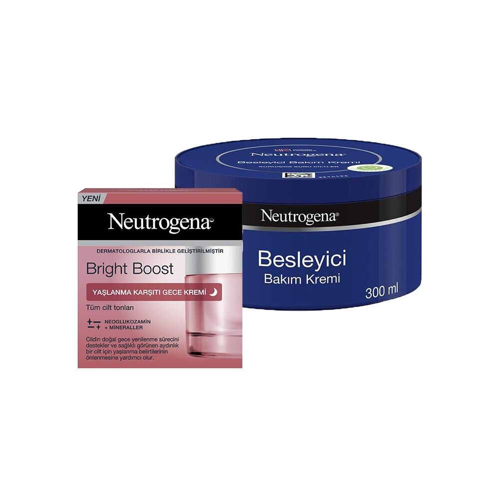 Neutrogena Bright Boost Yaşlanma Karşıtı Gece Kremi 50 ml ve Besleyici Bakım Kremi 300 ml